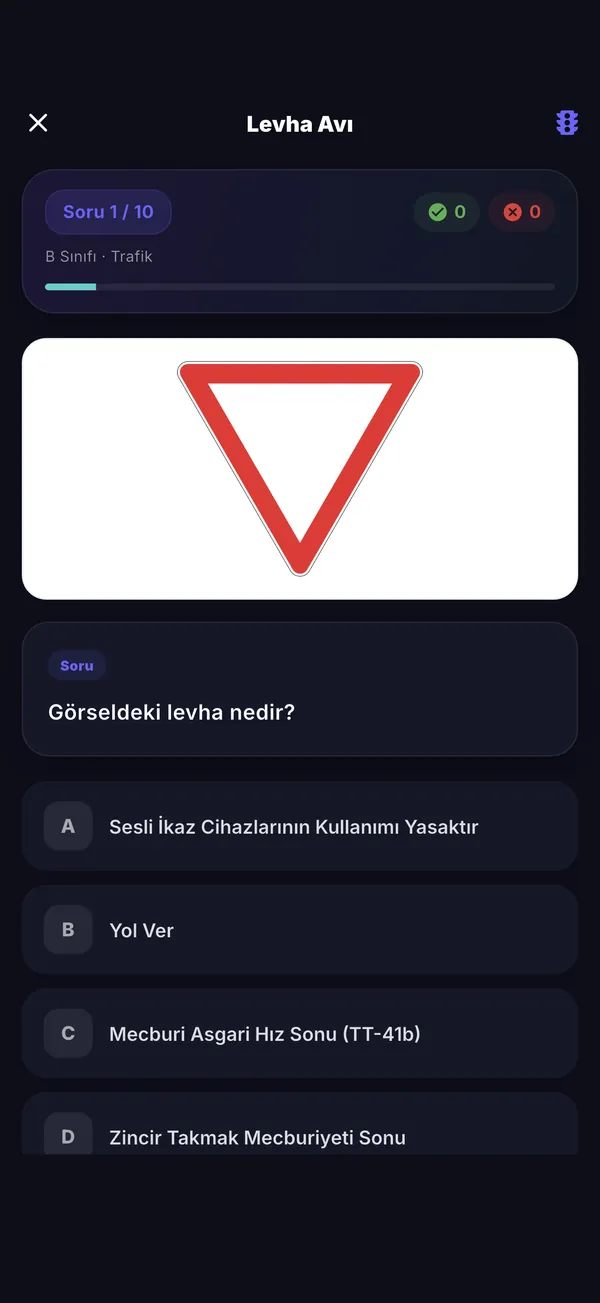 Levha Avı: trafik levhası sorusu