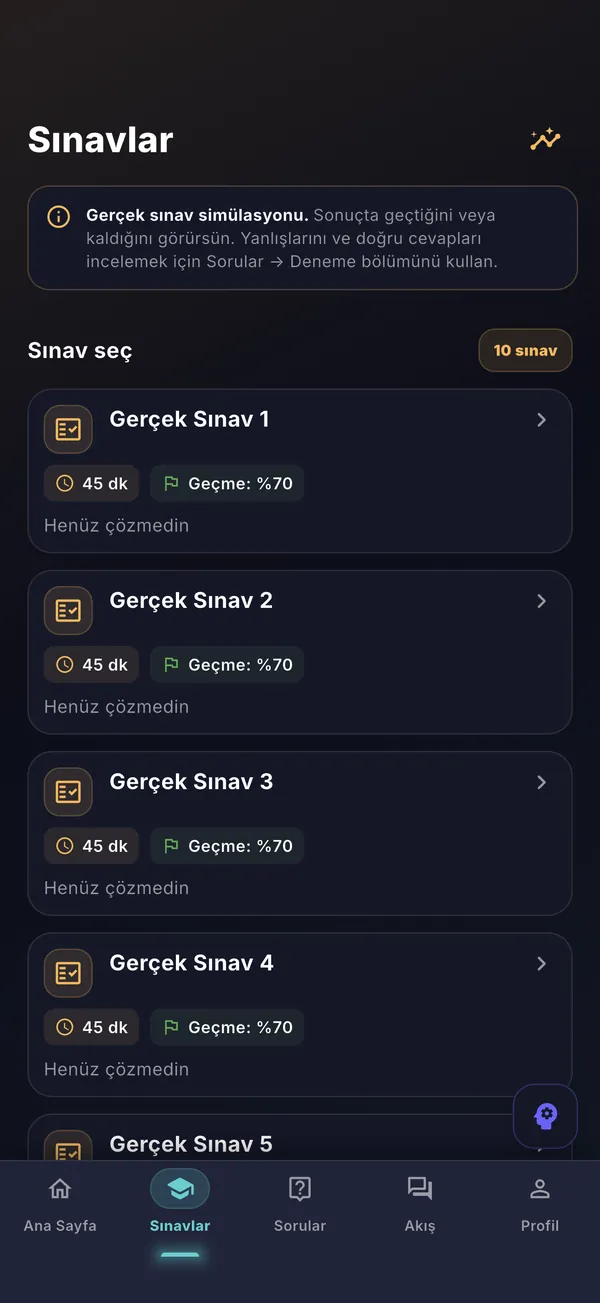 Gerçek sınav simülasyonları